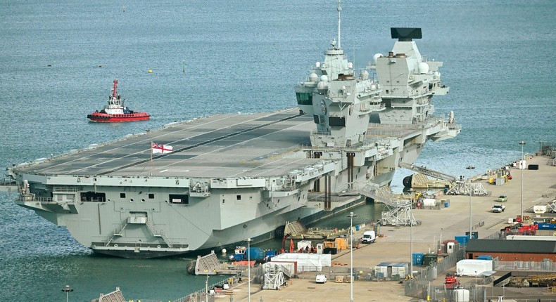 HMS Prince of Wales at Portsmouth Naval Base in October.Finnbarr Webster/Getty Images