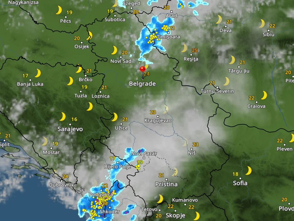 Kretanje nevremena u 2 sata