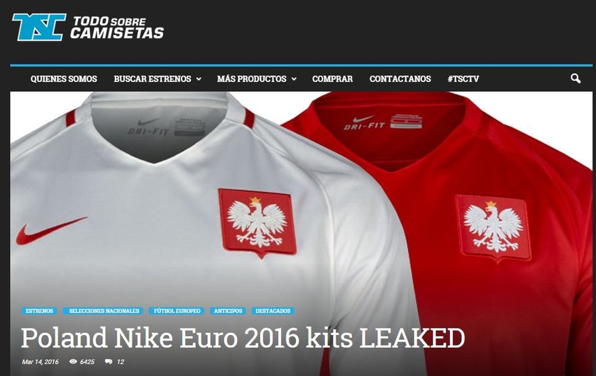 Wyciekły stroje reprezentacji Polski na Euro 2016. ZOBACZ