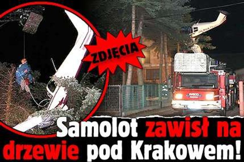 Samolot zawisł na drzewie pod Krakowem! FOTO