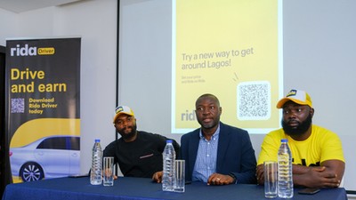 From left: Similoluwa Adewole, Head of Business Development, Rida; Osi Oguah, Managing Director, Rida; Tosin Williams, City Lead, Lagos, Rida [Rida]