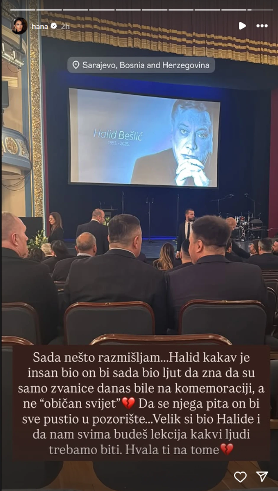 Voditeljka o komemoraciji Halida Bešlića