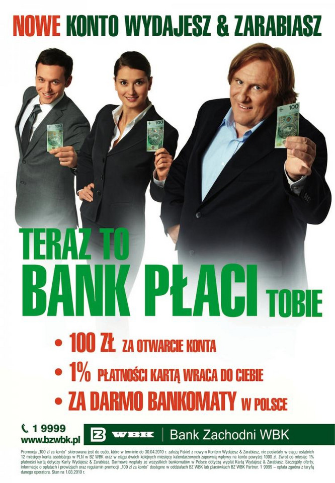 Gerard Depardieu w reklamie banku BZ WBK