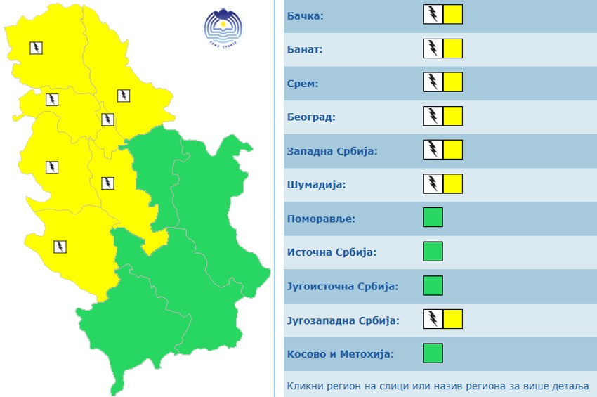 Meteoalarm za nedelju, 18. maj