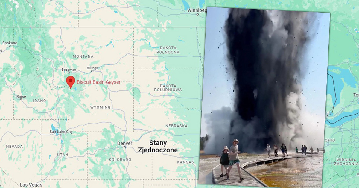 Un grande geyser erutta in un parco nazionale degli Stati Uniti d’America.  I turisti sono fuggiti in preda al panico
