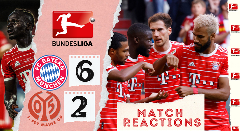 Bayern Munich defeated Mainz 05 6-2 in the Bundesliga on Saturday