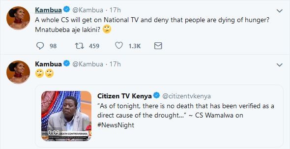 Mnatubeba aje? Kambua blasts CS Wamalwa over this statement 