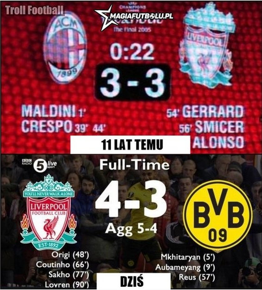 Kosmiczny mecz Liverpoolu z BVB. ZOBACZ MEMY