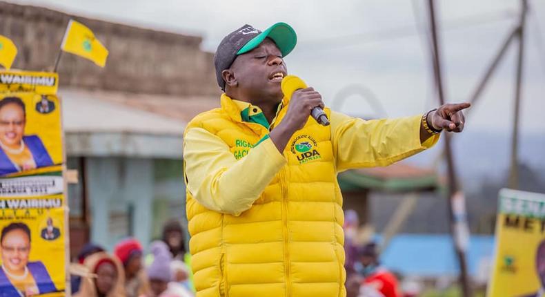 Kenya Kwanza presidential running mate Rigathi Gachagua campaigning in Nyandarua County on July 21, 2022