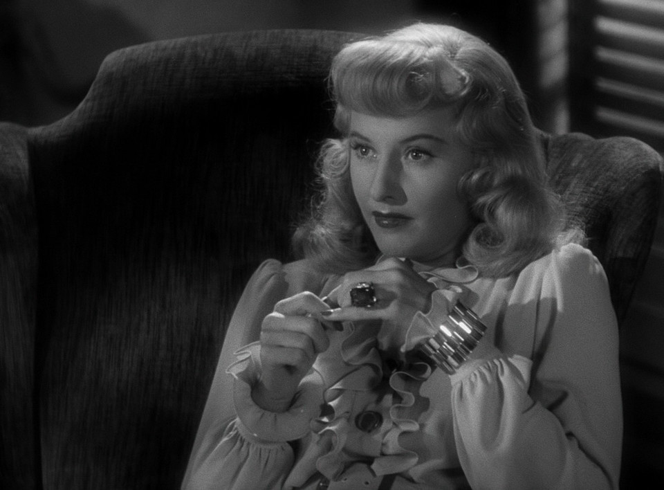 Barbara Stanwyck jako Phyllis Dietrichson. "Podwójne ubezpieczenie", reż. Billy Wilder, 1944 r.