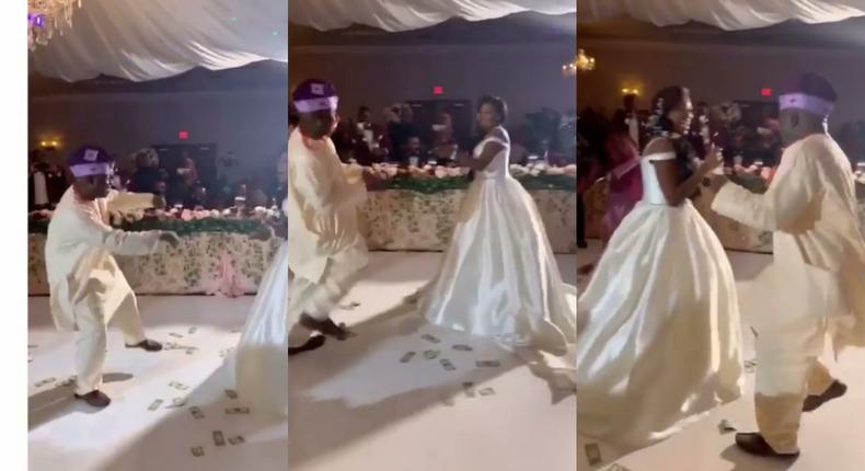 Old man’s ‘crazy’ dance moves at daughter’s wedding shows the bride price was heavy (video)