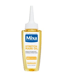 A Mixa striák elleni olaj erősen hidratáló és kíméletes ápolást biztosít, amely alkalmas érzékeny bőrre is. Omega 6 és Omega 9 tartalmával táplálja és nyugtatja a bőrt. Az illatanyagmentes olaj akár 33%-kal csökkentheti a látható striák színét, rendszeres használat mellett javítva a bőr hidratáltságát és megnyugtatva azt. - Striák elleni olaj MIXA 4999 Ft/100 ml (49,99 Ft/1 ml)