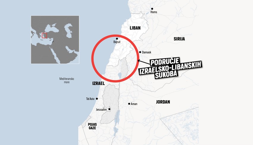 Mapa sukoba Izraela i Hezbolaha u Libanu