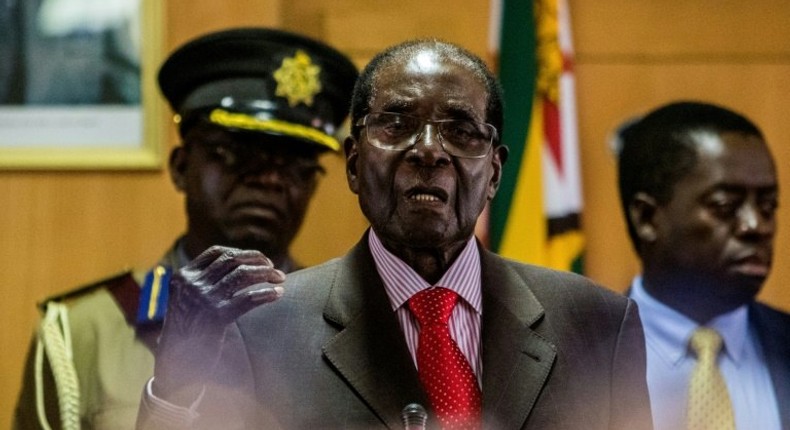 Zimbabwe's President Robert Mugabe speaks during a private ceremony in Harare, on February 21, 2017