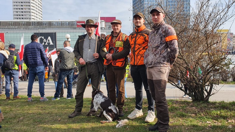 Myśliwi na proteście rolników w Warszawie