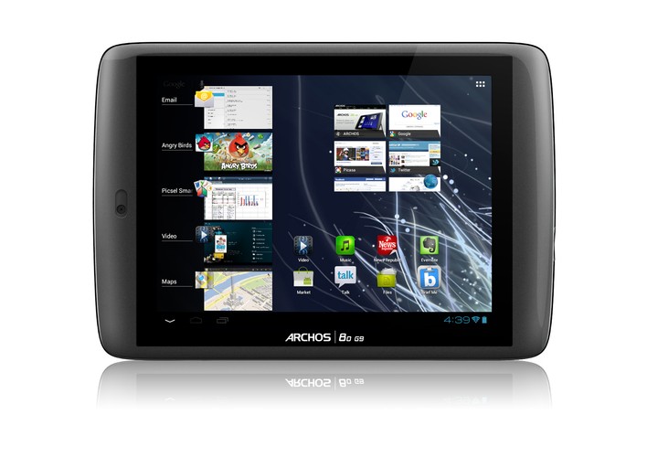 Archos 80 G9 (1190 zł)
Tablet z systemem operacyjnym Android 3.2.1 oraz wyświetlaczem o przekątnej 8 cala i rozdzielczości 1024 x 768 pikseli. Wyposażony w procesor OMAP 4430 oraz 16 GB pamięci.