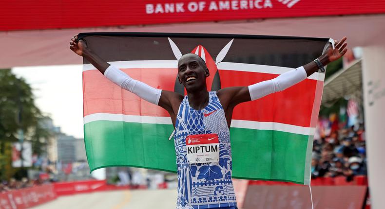 Kelvin Kiptum won the 2023 Bank of America Chicago Marathon with a time of 2:00:35