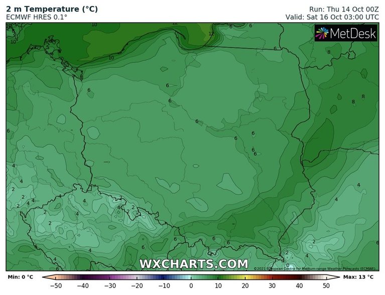 Poranek tylko na krańcach południowych może przynieść przy gruncie słabe przymrozki