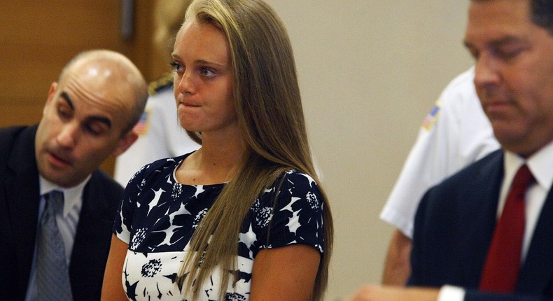 Carter with her attorneys at the Bristol County Juvenile Court in Taunton, Massachusetts, on July 29.