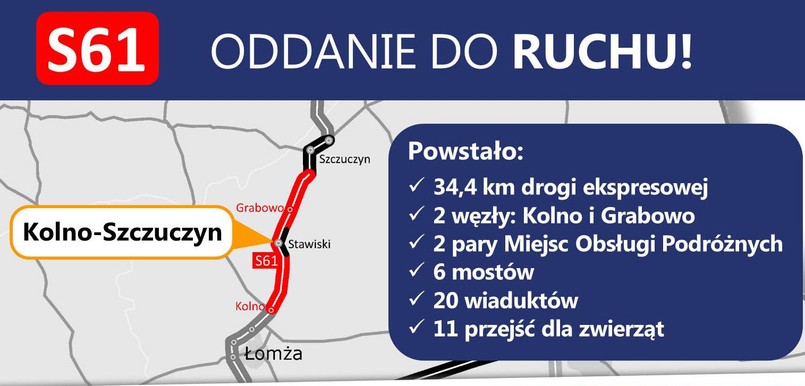 Via Baltica dłuższa o dwa odcinku drogi ekspresowej S61