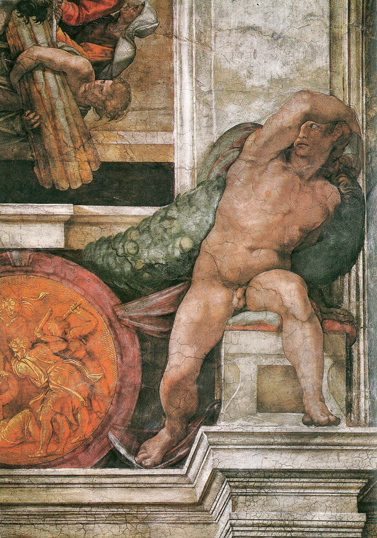 Detal fresku "Sąd Ostateczny" w Kaplicy Sykstyńskiej