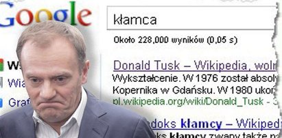 Hasło "kłamca" wiedzie do Tuska