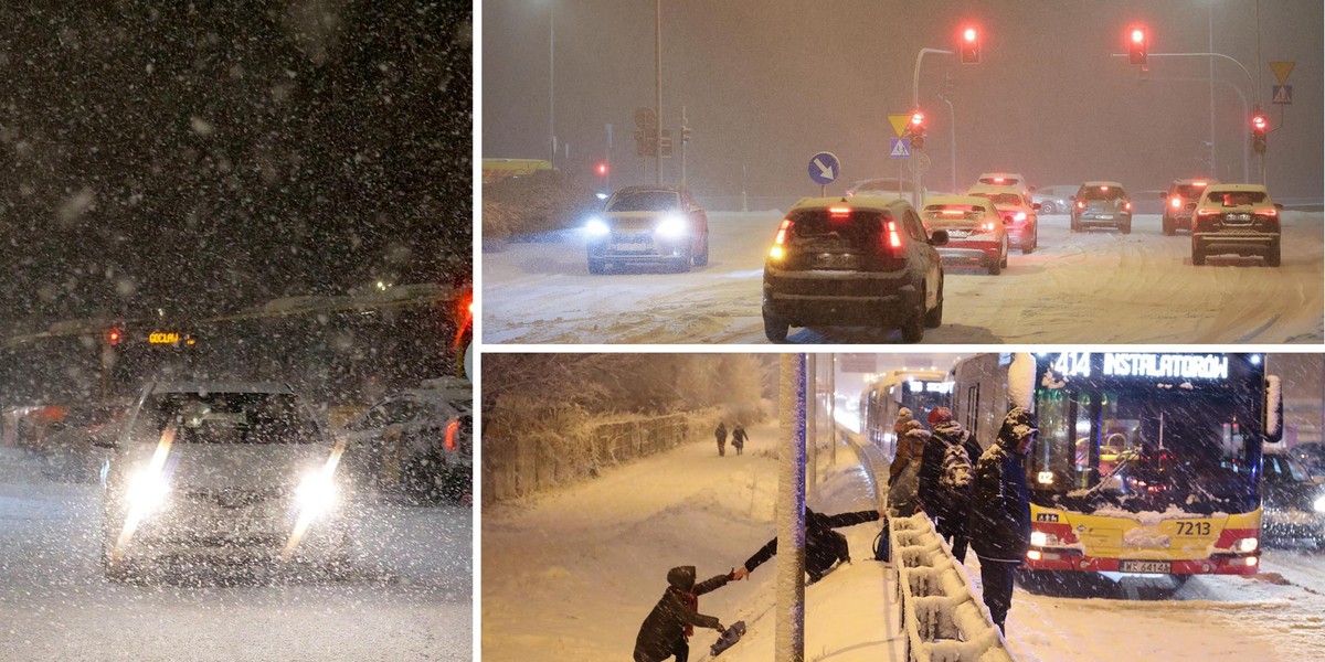 Burza śnieżna przeszła przez Warszawę.