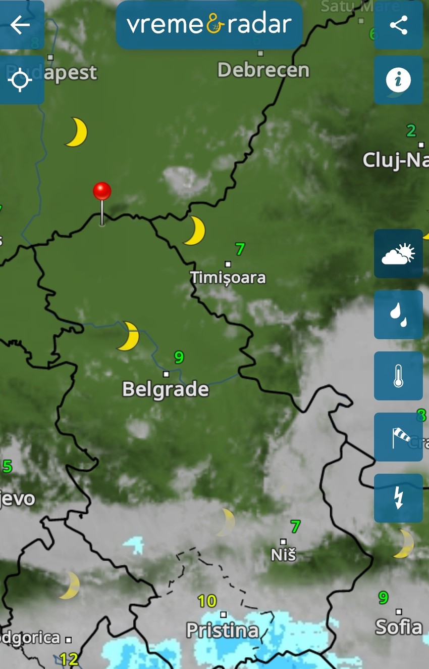 Kiša oko ponoći na krajnjem jugu