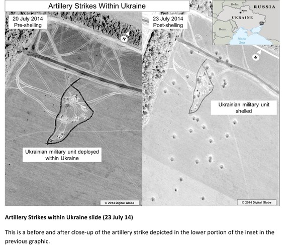 Rosjanie ostrzeliwują Ukraińców? Amerykański wywiad ujawnia zdjęcia satelitarne