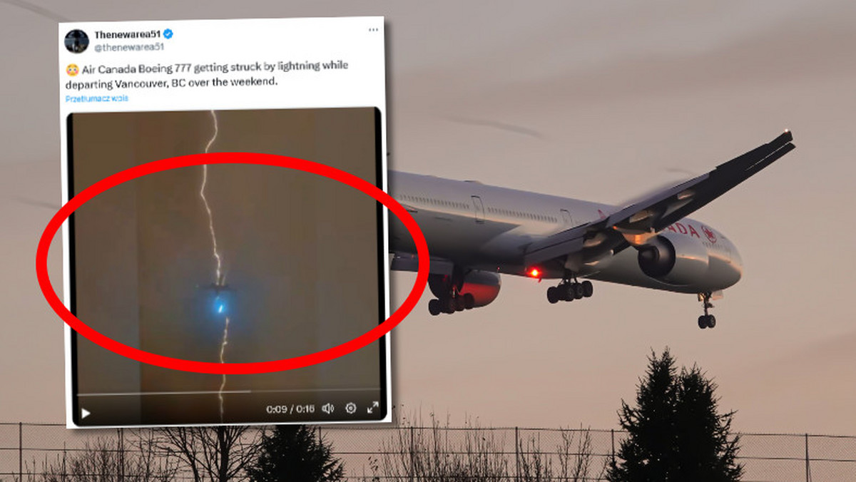 Uderzenie pioruna w Boeinga 777 na niesamowitym filmie 