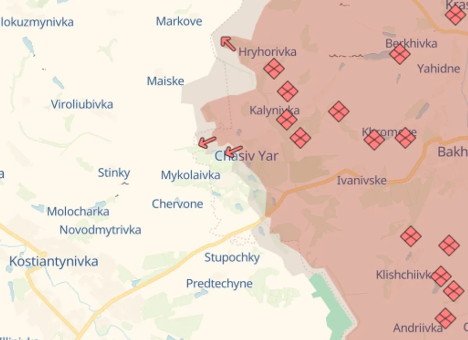 DeepState mapa Časiv Jara