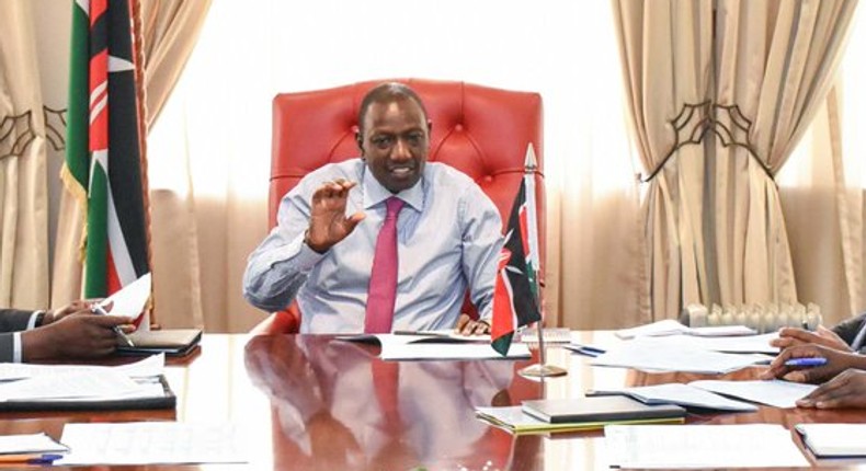 DP William Ruto at his office in Karen during a past meeting with CS Simon Chelugui (Twitter)