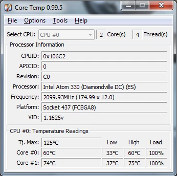 Temperatura w czasie pełnego obciążenia procesora