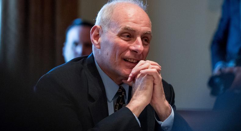 Homeland Security Secretary John Kelly during a meeting with President Donald Trump and members of his Cabinet in the Cabinet Room at the White House, Monday, March 13, 2017, in Washington.