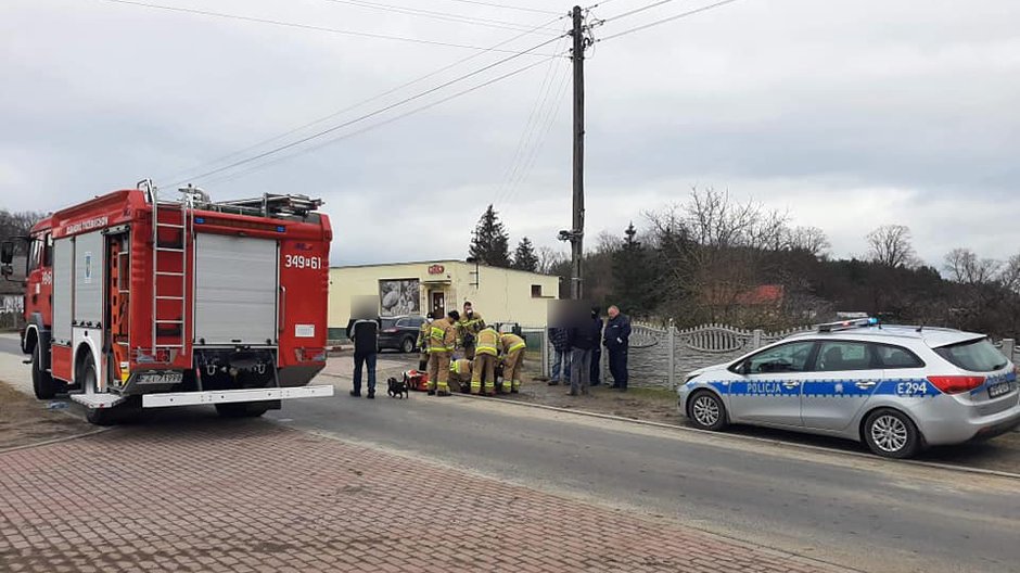 Wypadek we wsi Podlegórz fot. OSP Trzebiechów