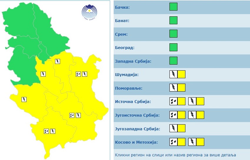 Meteoalarm za 2. jun