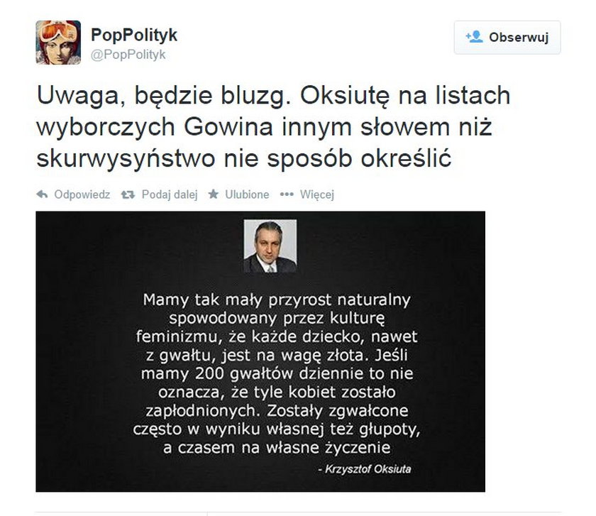 Kandydat prawicy: Kobiety są często gwałcone z własnej głupoty i na własne życzenie