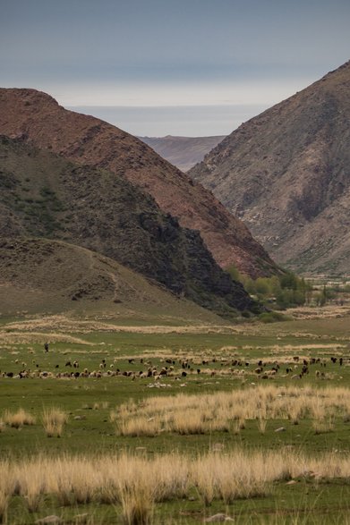 Issyk-kul, w tle Tien-szan za chmurami