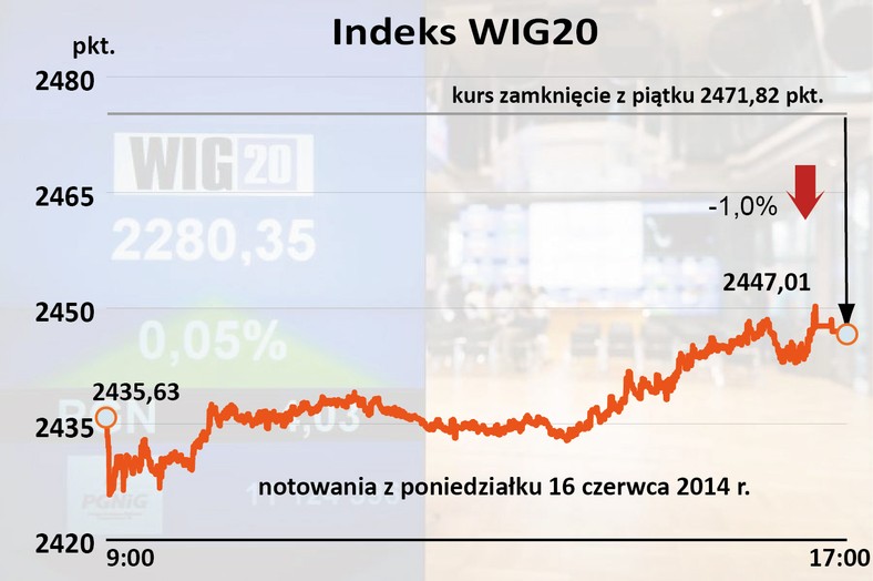 WIG20 z 16 czerwca 2014 r.