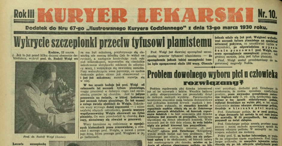 Ilustrowany Kurier Codzienny informuje o tym, że Rudolf Weigl opracował metodę produkcji szczepionki przeciw tyfusowi.