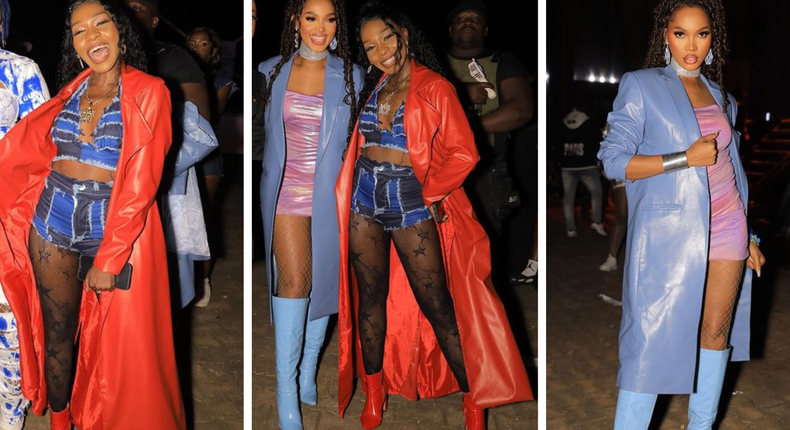 Spice Diana and Karole Kasita in trench coats ruled the night at Kololo/Instagram