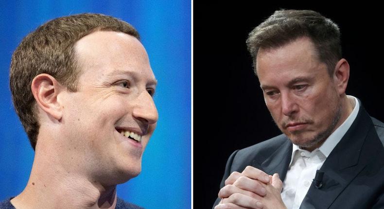 Elon Musk's lawyer sent a cease and desist letter to Mark Zuckerberg over the launch of the rival Twitter app, Threads.Christophe Morin/IP3/Getty Images; Chesnot/Getty Images