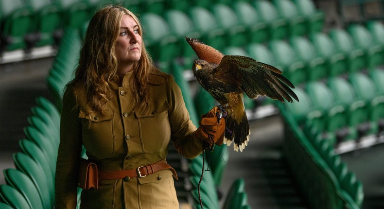 Donna Davis with Rufus at Wimbledon.