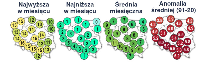 Skrajności temperatury maksymalnej w Polsce w czasie tegorocznego lutego