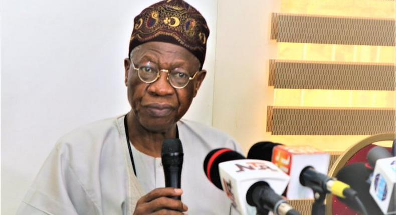 Lai Mohammed, Minister of Information and Culture at a press conference in Lagos (Twitter/@FMICNigeria)
