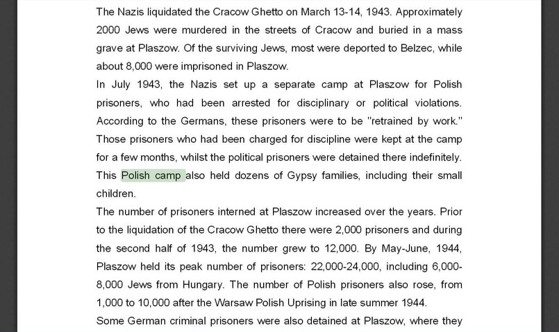 Informacje ze strony Yad Vashem i "polskie obozy koncentracyjne" (źródło: yadvashem.org)