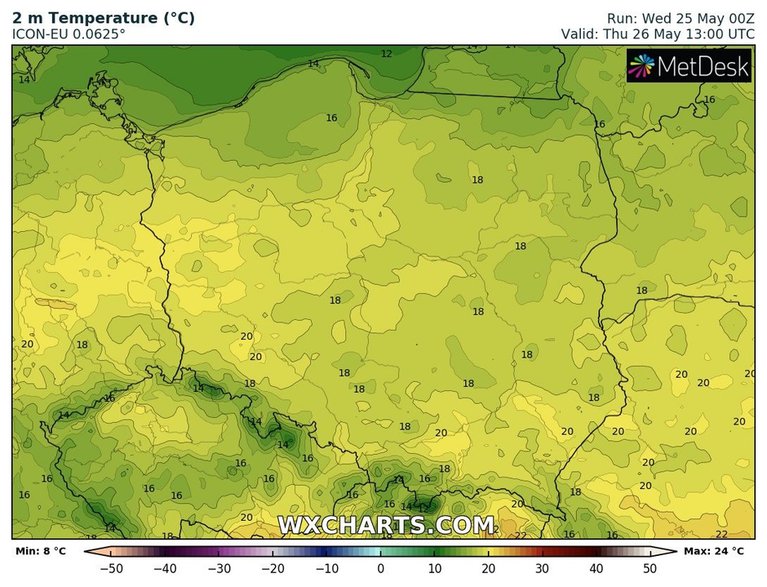 Termometry pokażą ok. 20 st. C