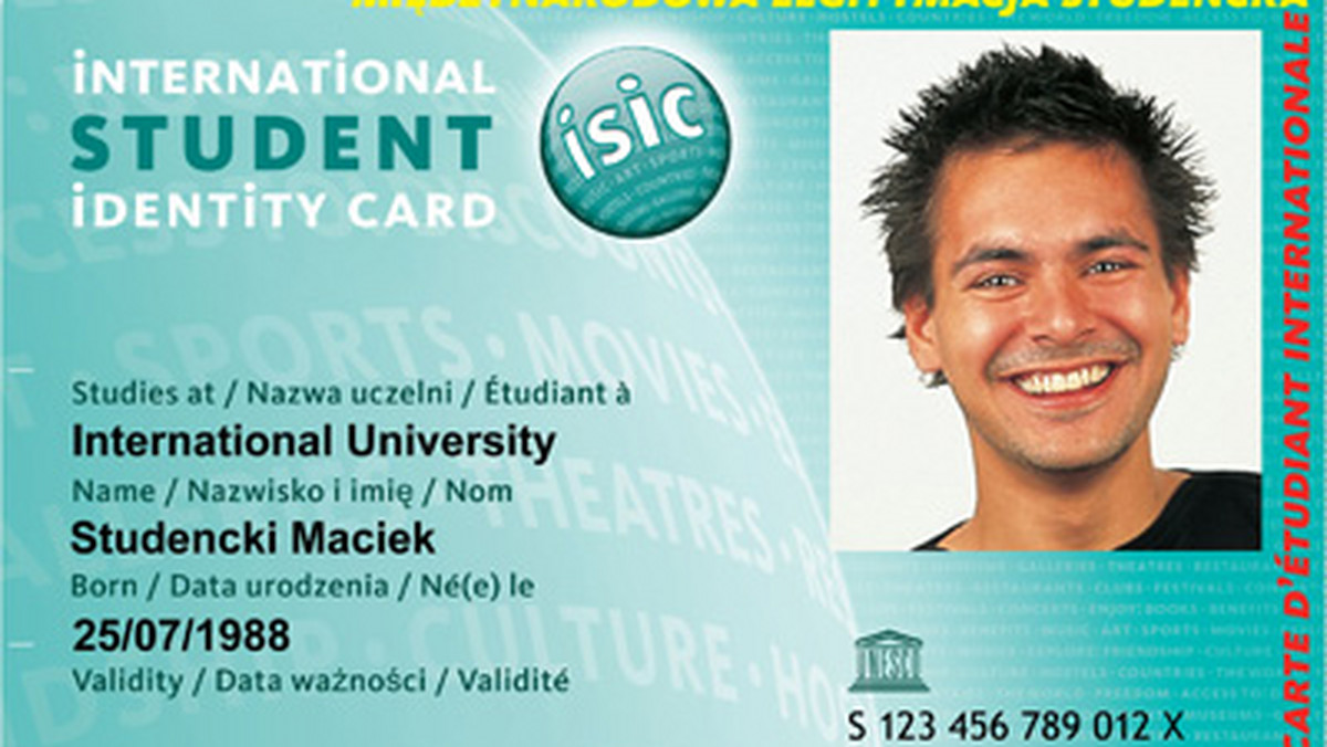 ISIC (International Student Identity Card) jest jedynym dokumentem potwierdzającym status studenta na całym Świecie.