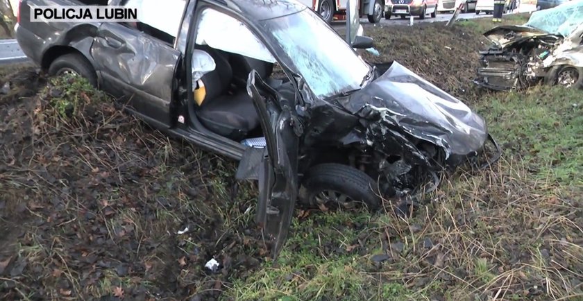 Wypadek na drodze krajowej nr 36 między Lubinem a Osiekiem na Dolnym Śląsku