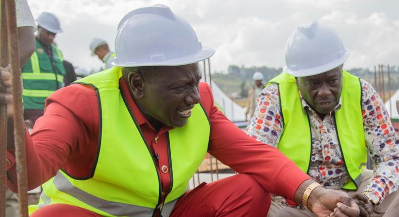 President William Ruto during an inspection of the affordable housing program